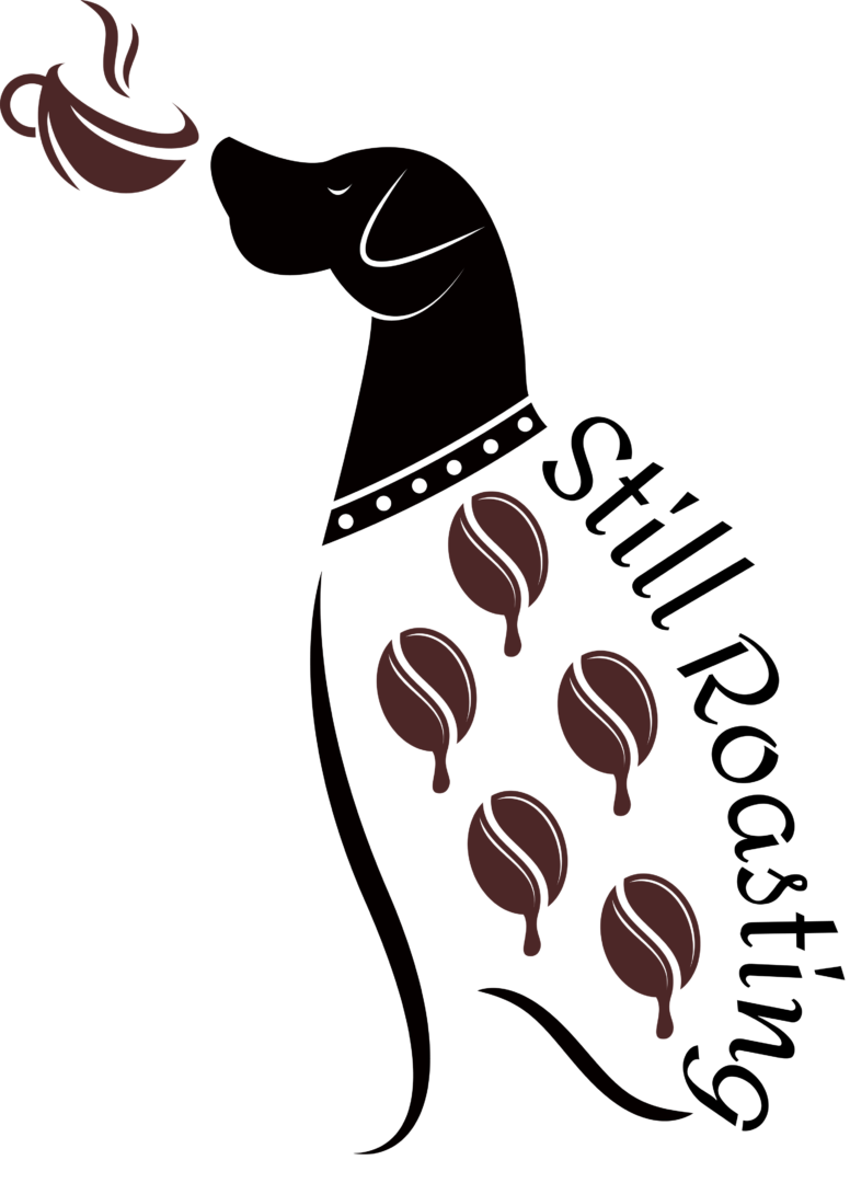 A stylized image of a dog with coffee beans on it.